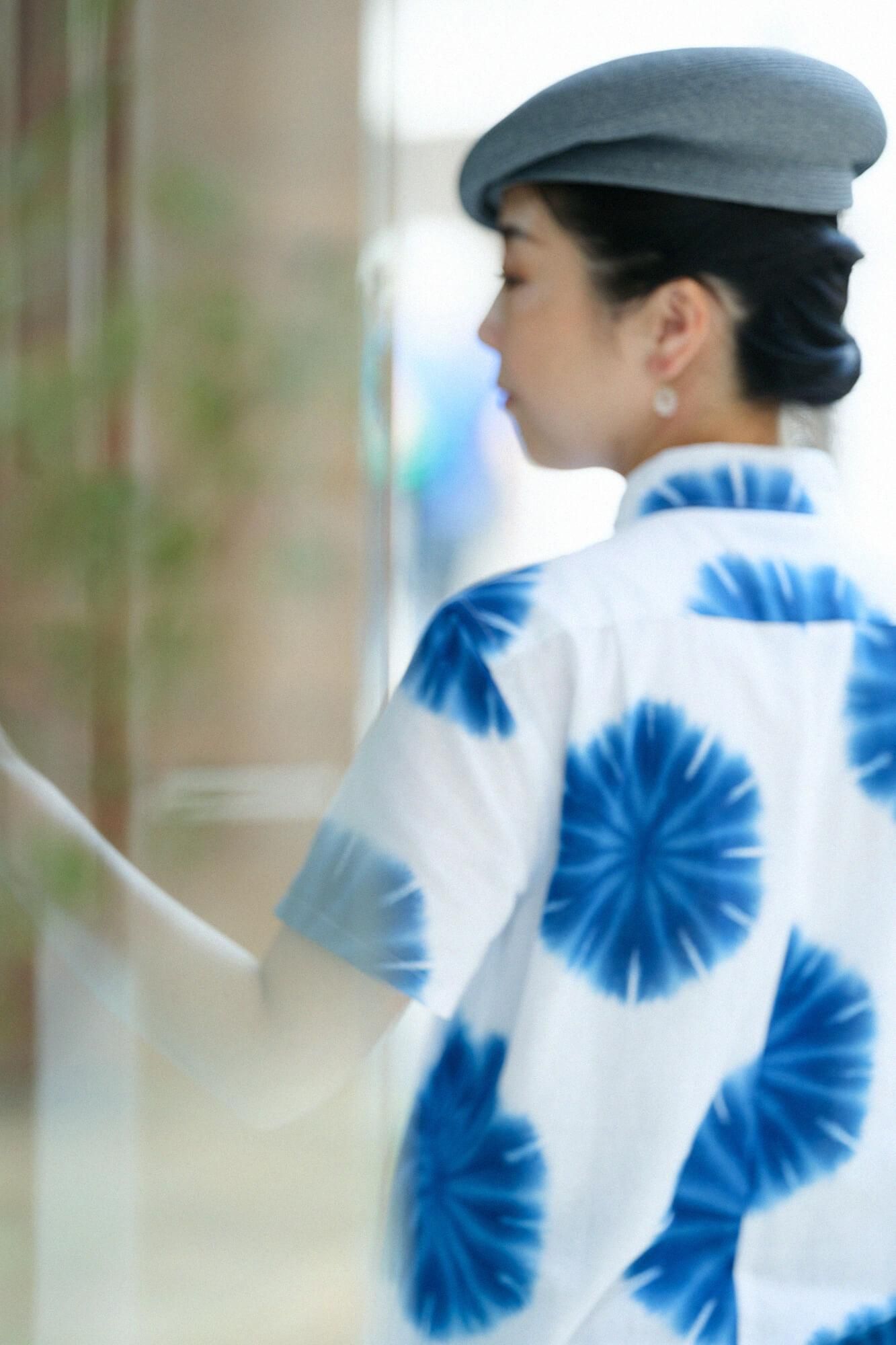 有松鳴海絞 伊勢木綿 半袖シャツ／張正謹製 麻の葉（あさのは