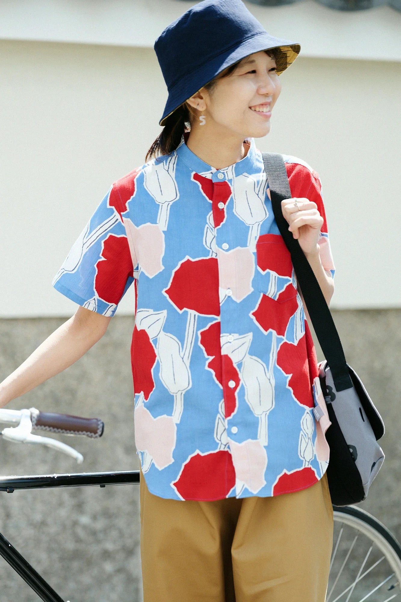 20/20 スタンドカラー半袖シャツ／あでやか